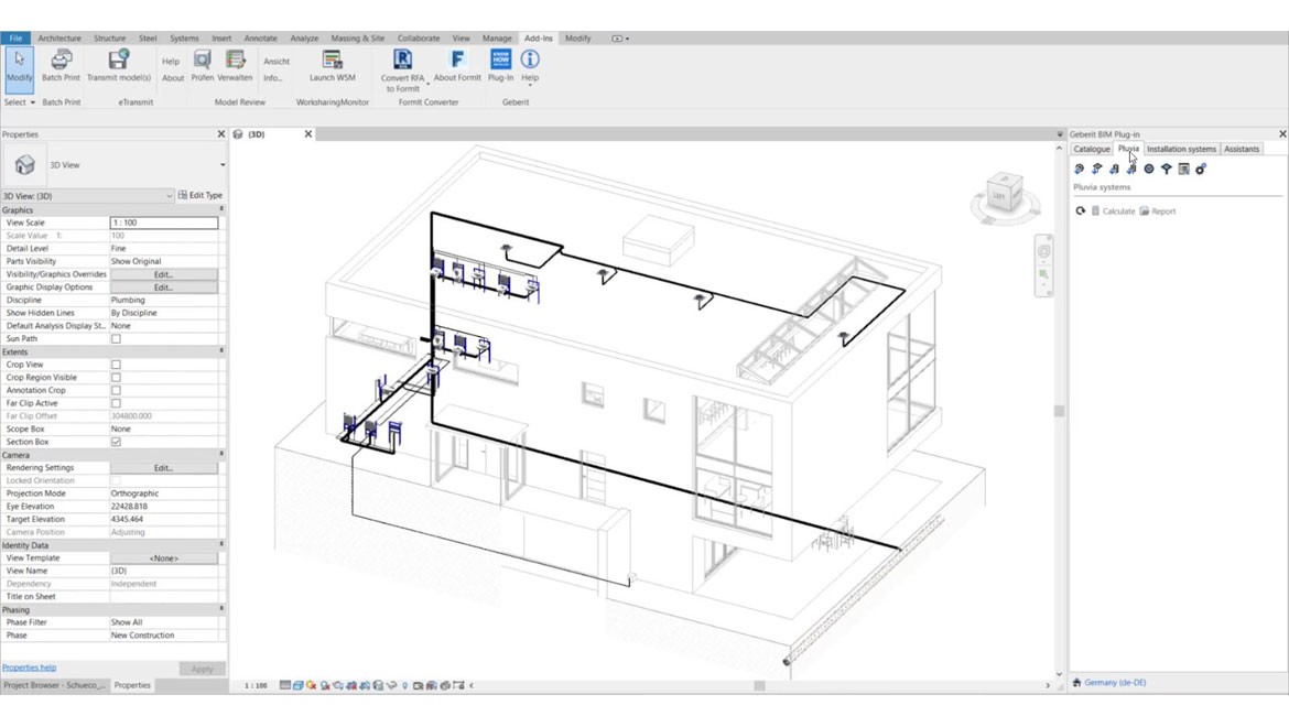 Moodul Pluvia uues Geberit BIM Plug-inis