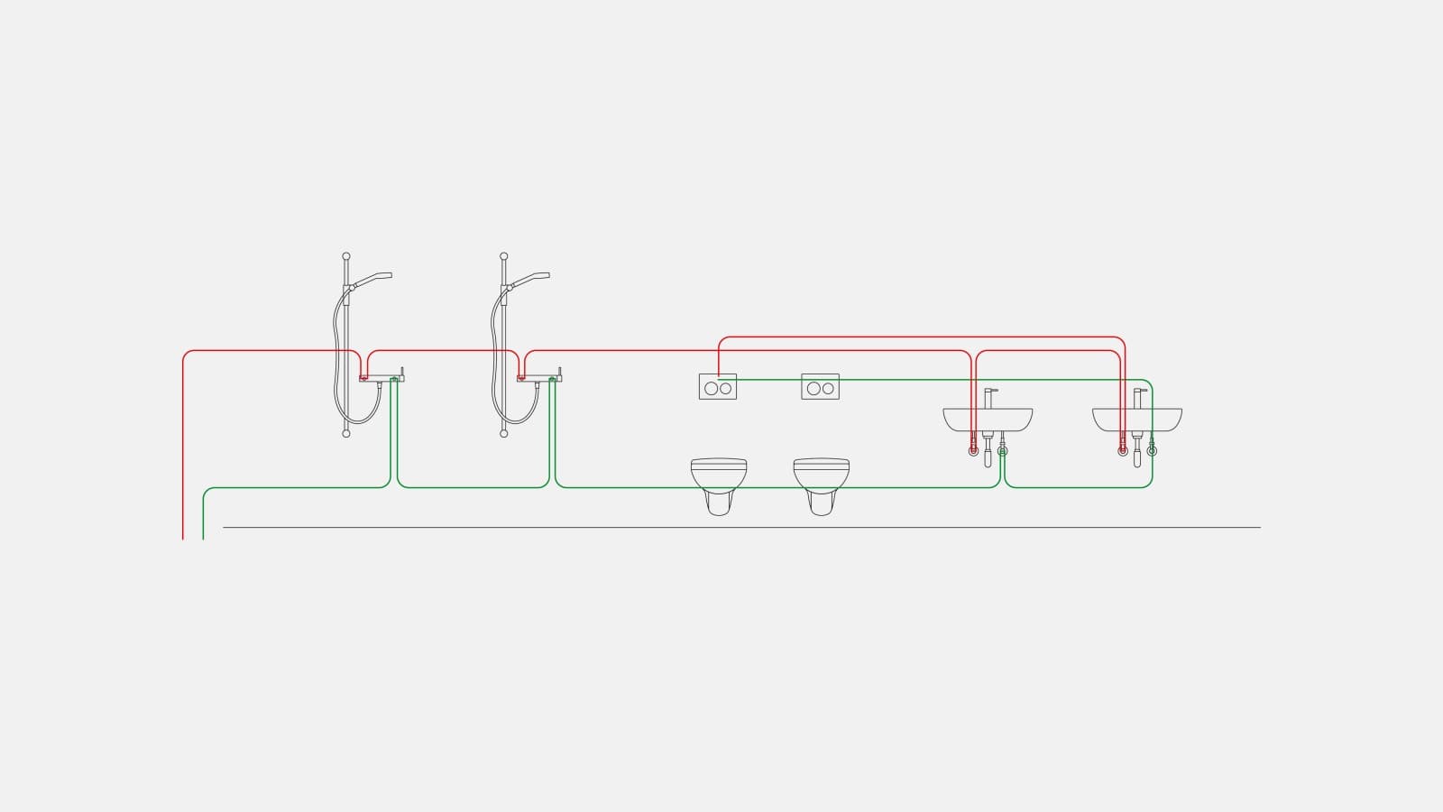 Joogiveetorustiku näide Geberiti hügieeniloputuse ja intervalljuhtimise korral, mis on integreeritud varjatud loputuskasti Joogiveetorustiku näide Geberiti hügieeniloputuse ja intervalljuhtimise korral, mis on integreeritud varjatud loputuskasti